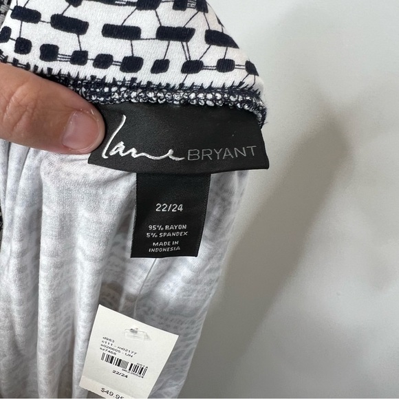 Lane Bryant Womens Plus Size 22/24 Blue White Print Jersey Knit Mini Skirt NEW - Picture 7 of 9